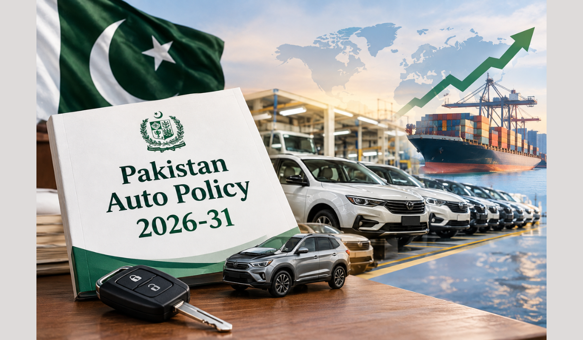 Pakistan Auto Policy 2026-31 vehicle assembly line illustrating new export and tariff targets